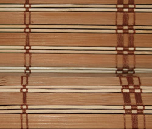 Store en lattes de bambou (20 mm env.), enroulement à poulie avec supports en bois, crochets d'ancrage en métal