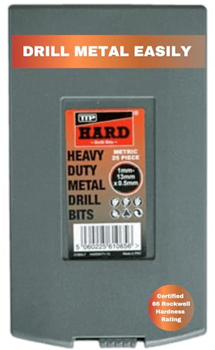 TTP HARD 25-Piece Metric Cobalt Drill Bit Set (1–13 mm, M35 5% Cobalt) – Fully Ground Bits for Stainless Steel & Hard Metals – 135° Split Point, Rigid Plastic Case