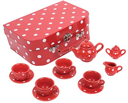 Bigjigs Toys Red Polka Dot Porcelain Tea Set