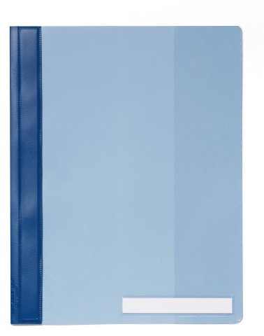 Durable Sichthefter überbreit A4, 25 Stück, blau, 251006 | Aus Hartfolie, für Prospekthüllen, transparente Innentasche, mit Beschriftungsstreifen & Einschubkanal
