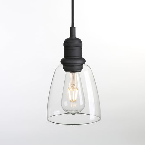 Glas Pendelleuchte Innen Hängelampe für Küche Esszimmer Schlafzimmer Bad | E27 Industrial-Design und Vintage-Flair Deckenleuchte Kronleuchter Innen Lampe mit Klarglas Verstellbar spritzwassergeschützt