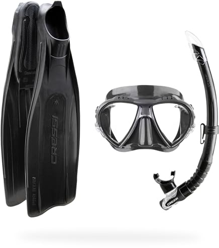 Cressi Profi Schnorchelset und Apnoe Set Erwachsene, 100% Schwarz, Made in Italy