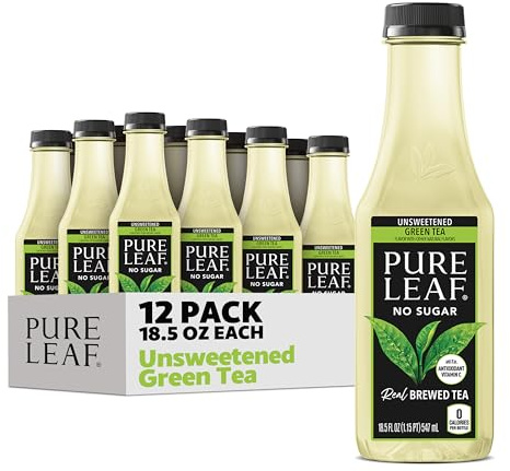 Pure Leaf Iced Tea, Unsweetened Green Tea, 18.5 fl Oz Bottles (Pack of 12)