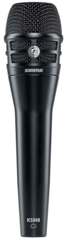 Shure KSM8 Dualdyne Dynamic Vocal Microphone – Dual-Diaphragm Cardioid Mic for Live Performance, Studio Recording & Broadcasting, Black