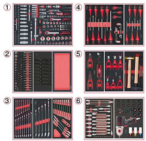 KS TOOLS 714.0425 Composition d'outils pour servante d'atelier - Ensemble | Composition d'outils 6 tiroirs pour servante, 428 pièces, rangement atelier