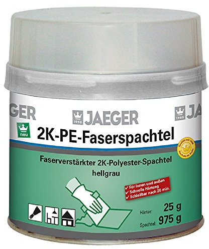 Jaeger Faserspachtel, 2-Komponenten Polyesterspachtel, hellgrau 1000g