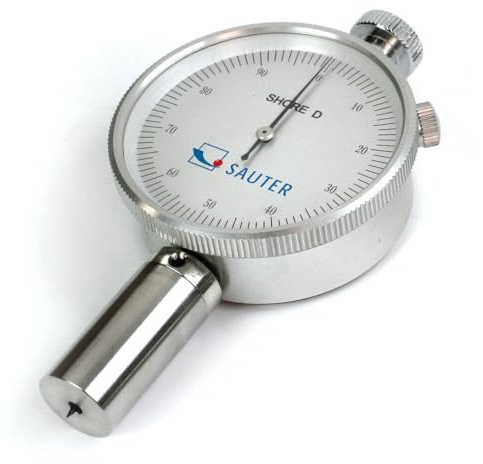 Compact handheld durometer with drag indicator [Sauter HBD 100-0] for Hardness testing of plastics, formica, epoxides, plexiglass etc.