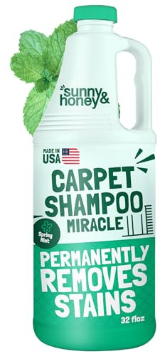 Sunny & Honey Heavy Duty Carpet Cleaner Solution for Machines - Powerful Stain and Surface Odor Eliminator For New and Deep-set Pet Messes - For Rugs, Couches and Upholstery (32fl oz, Spring Mint)
