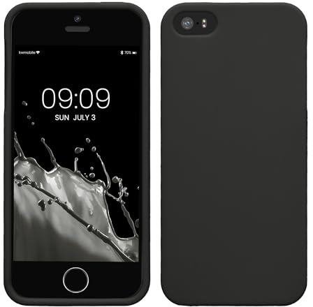 kwmobile Housse Compatible avec Apple iPhone SE (1.Gen 2016) / iPhone 5 / iPhone 5S Coque - Housse de téléphone Protection Souple en Silicone - Noir Mat