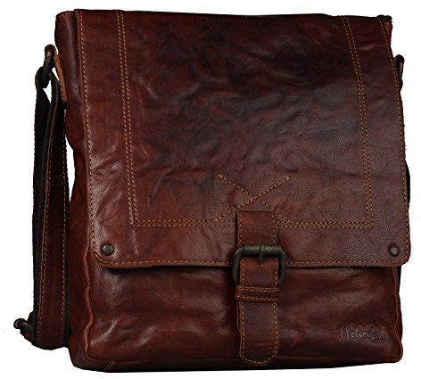 FFelsenfest Vintage Ledertasche cognac Überschlagtasche | ECHT LEDER pflanzlich gegerbt | 31x27x8cm | Viele Steckfächer vorhanden (cognac)