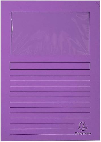 Exacompta - Réf. 50101E - Paquet de 100 chemises à fenêtre sans plastique Forever® 120 g/m² - couleurs vives - 100% recyclées et certifiées Ange Bleu - dimensions 22x31cm pour format A4 -couleur lilas