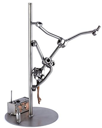 Steelman24 Schraubenmännchen Pole Dance mit Radio | Made in Germany,Handarbeit,Geschenkidee,Stahlfigur,Metallfigur,Metallmännchen