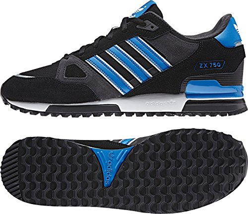 adidas Originals ZX 750 M18260 Unisex - Erwachsene Laufschuhe, Schwarz (Black 1 / Bluebird / Running White Ftw), 44 2/3