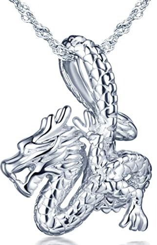 Infinite U Dam drake hänge ormformat halsband 925 sterling silver halsband och kubisk zirkonia med 45 cm kedja jul födelsedagspresent, cool och moderiktig, Emalj, utan sten