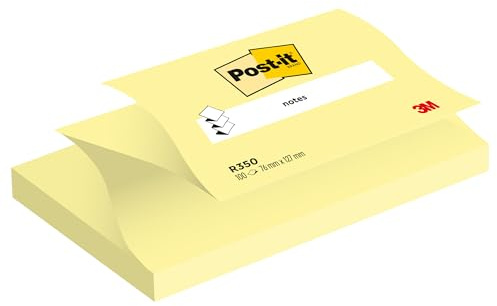 Post-it Z-Notes, 12 Blöcke (1200 Blatt), 127 mm x 76 mm, Gelb | Selbstklebende Notizzettel für Spender; Einhand-Entnahme für Erinnerungen, Listen und Nachrichten; Sauber Entfernbar