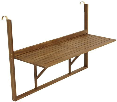 DEGAMO Balkonhängetisch 120x40cm klappbar, Grosse Ausführung, Akazienholz, FSC®-Zertifiziert Braun