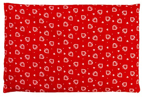 GIRAFFENLAND Johanniskernkissen 30 x 20 cm, Herzen-rot - Als Wärmekissen & Kältekissen - Körnerkissen für Mikrowelle und Backofen - 30x20cm