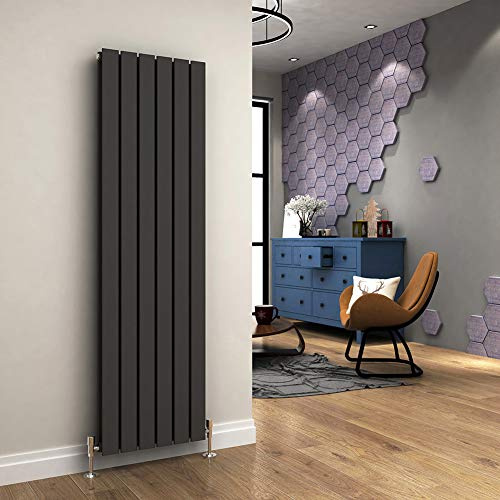 ELEGANT 1600 x 452 mm Anthracite Grey Vertical Double Panel Column Radiator | Modern Central Heating Tall Designer Radiator with High BTU ＆ Premium Mild Steel for Living Room, Bathroom