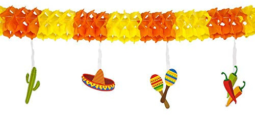 Boland 54402 – Girlang Fiesta, längd 4 m, Mexiko, girlang av papper, hängande dekoration, dekoration, temafest, karneval, födelsedag