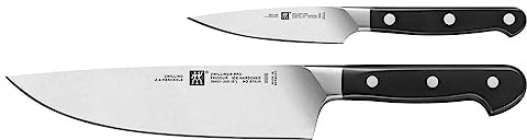 ZWILLING Pro Messerset, 2-tlg., Spick- und Garniermesser/Kochmesser, 10 und 20 cm, Rostfreier Spezialstahl, Kunststoffgriff, Schwarz