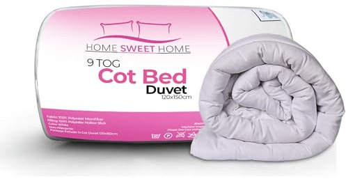 Home Sweet Home UK Anti Allergy 9 Tog Toddler Cot Bed Duvet - 100% Microfiber Cotbed Duvet(120x150cm), Machine Washable Soft Touch Toddler Cot Bed Bedding
