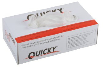 Quicky leggermente in polvere vinile esame guanti taglia S a norma AQL 1.5 standard [10 confezioni da 100 pezzi, colore: Bianco