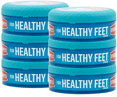 O'Keeffe's for Healthy Feet Foot Cream; Guaranteed Relief for Extremely Dry; Cracked Feet; Instantly Boosts Moisture Levels; 3.2 Ounce Jar; (Pack of 6)