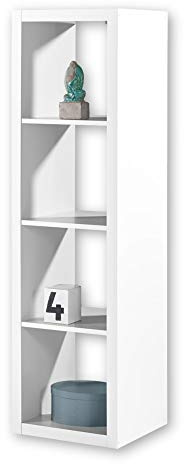 STYLE Modernes Würfelregal Weiß, ideal für Faltboxen - Praktisches Raumteiler Regal mit offenen Fächern - 41 x 147 x 38 cm (B/H/T) | 41 x 147 x 38 cm (B/H/T), mattes offenes Design, Stauraum für Bücher und Deko, passend für Standard-Einschub-Boxen