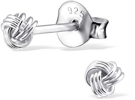 Bungsa .925 SILBER Ohrstecker Knoten (Ohrringe Echtschmuck Studs Ohrschmuck Damen Frauen Herren)
