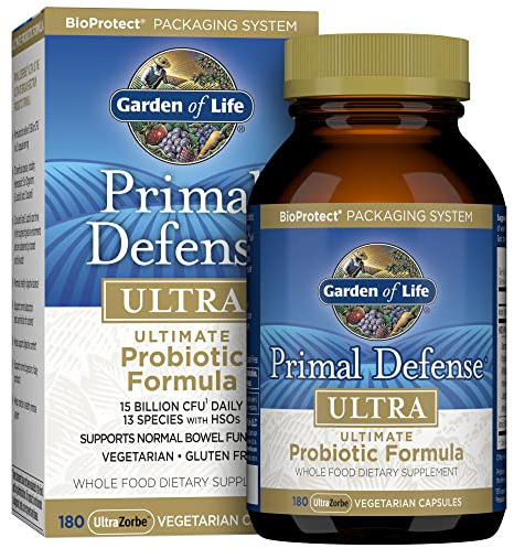 Livets trädgård primal Defense Ultra – 180 kapseln | För matsmältningshälsa och tarmhälsa, 15 miljarder CFU och 13 stammar plus HSO, vegetarisk och glutenfri