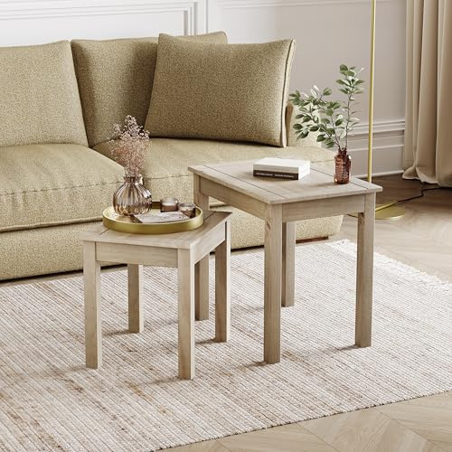 Vida Designs Panama Nest of 2 Tables Unit Solid Pine Modern Side Lamp Living Room Furniture