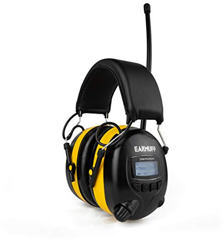 Earmuff anti-bruit EARMUFF avec fonction audio - Radio FM / DAB+ numérique, SNR 31 dB, coquilles ultra robustes, prises pour smartphone et MP3, livré avec câble AUX et batterie lithium 2000 mAh