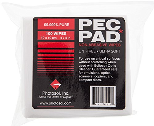 PEC-PAD Lint Free Wipes 4”x4” Non-Abrasive Ultra Soft Cloth for Cleaning Sensitive Surfaces like Camera, Lens, Filters, Film, Scanners, Telescopes, Microscopes, Binoculars. (100 Sheets Per/Pkg) 5-Pack