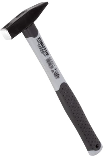 RUTHE Schlosserhammer Fiberglas 1000g | Profi-Qualitätsstahl | Ergonomischer 3-Komponenten-Griff | DIN 1041 und VPA/GS geprüft | Ideal für Schlosser und Klempner