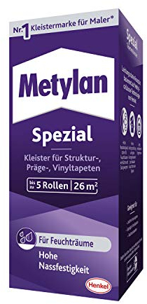 Metylan Spezial Tapetenkleister, hochwertiger Kleister für Raufasertapeten und Spezialtapeten, ideal zum Überstreichen, für bis zu 26 m² (1x200 g), MS40