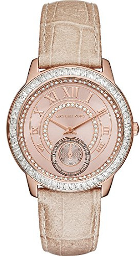 MICHAEL KORS Madelyn Womens Quartz Watch with Rose Gold Dial and Brown Leather Strap MK2448