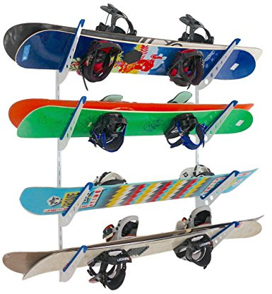 StoreYourBoard Verstellbares Snowboard-Aufbewahrungsregal, Wandhalterung, 4 Bretter