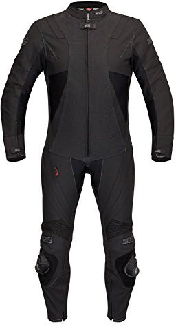XLS, tuta in pelle, di alta qualità, colore nero opaco, taglia 46, 48, 50, 52, 54, 56, 58, 60, 62 (46)