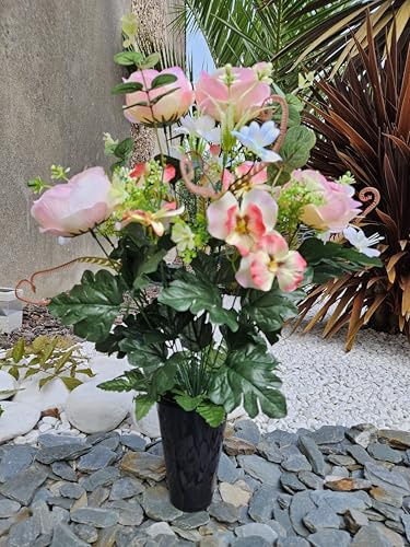 roselynexpress Composition de Fleurs artificielles en cône lesté Ciment pour Une Parfaite Tenue de Votre Bouquet de Fleurs Plus Besoin de Sable ce Vase en PVC Se dépose dans Votre Vase funéraire.