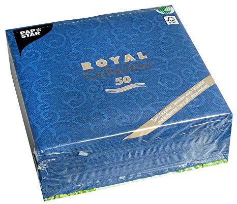 Papstar, 50 Servietten ROYAL Collection 1/4-Falz 40 cm x 40 cm dunkelblau Casali, #84888
