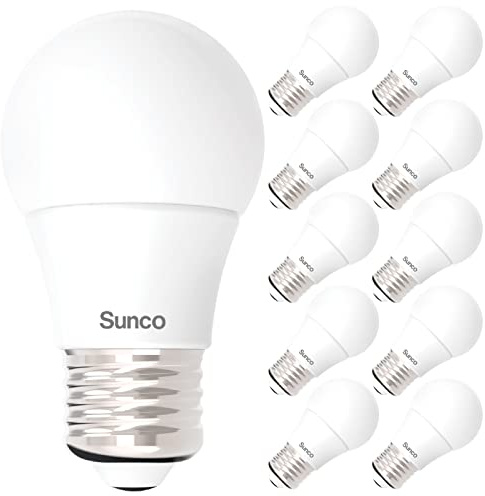 Sunco A15 LED Light Bulbs 10 Pack – 60W Equivalent, 800 Lumens, Dimmable Appliance & Ceiling Fan Bulb, 3000K Soft White, E26 Medium Base A15 Bulb for Refrigerator & Indoor Lighting, UL Listed