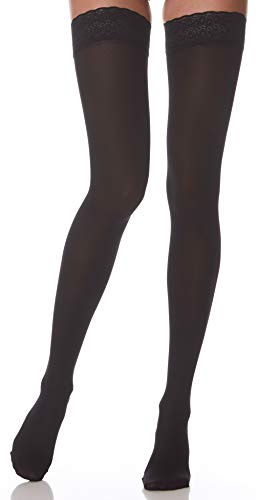 Scudotex Strumpfhose, lang, selbsthaftend, 70 Denier, Netzstoff, Mikrofaser, blickdicht, luxuriös, Schwarz, Größe 4 – 1 Stück