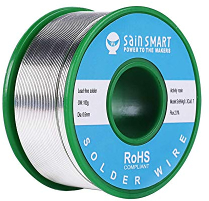 SainSmart 0.6mm Bleifreier Lötdraht mit Kolophonium2 Sn97 Cu0.7 Ag0.3, Lötzinn für das elektrische Löten (100g)