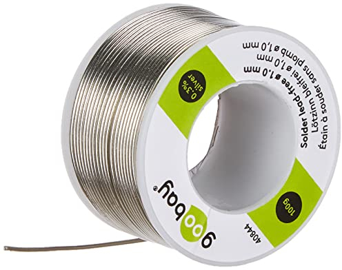 goobay Lötzinn Bleifrei 1mm auf 100g Spule, Lötdraht mit Flussmittel für Elektronik, Platinen & zum präzisen Löten von Bauteilen - 40844