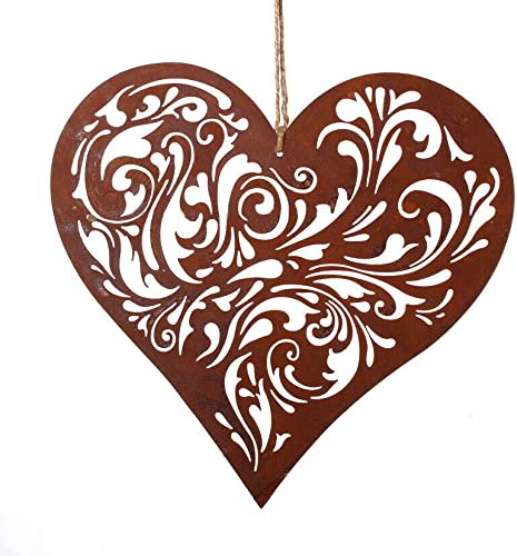 LB H&F Rostherz Türschild Herz Rost Rostschild Anhänger Schild - 26cm Ø