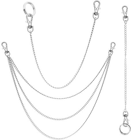 Anezus 3 Stück Gürtelkette, Taschenkette, Ketten für börse, Hosen, Jeans, Gothic Zubehör für Eboy, Egirl, Männer und Frauen