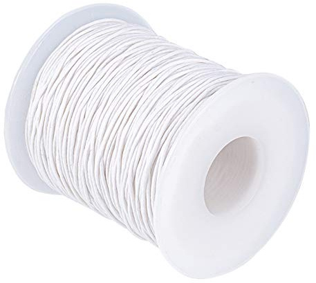 PandaHall 100 Yards/Roll Braided Cotton Cord 1mm Waxed Cotton Cord String for DIY Jewelry Making(White)