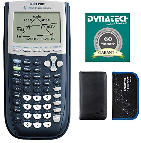 TI-84 Plus mit CalcCase Schutztasche, Zirkelset und Garantieverlängerung auf 60 Monate