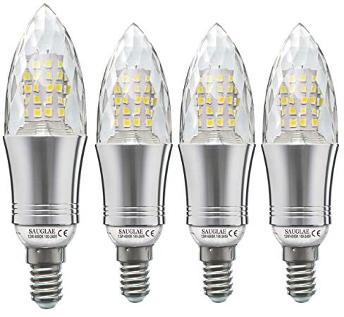 SAUGLAE LED Kerzen Lampe 12W, 100W Glühbirnen äquivalent, 4000K Neutralweiß, Nicht Dimmbar, 1200Lm, E14 Kleine Edison Schraube Kerze Birne, 4er Pack