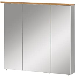 Schildmeyer Spiegelschrank Jelda Padua 148838, platingrau/Eiche Landhaus Dekor, 70,5 x 16 x 72,3 cm